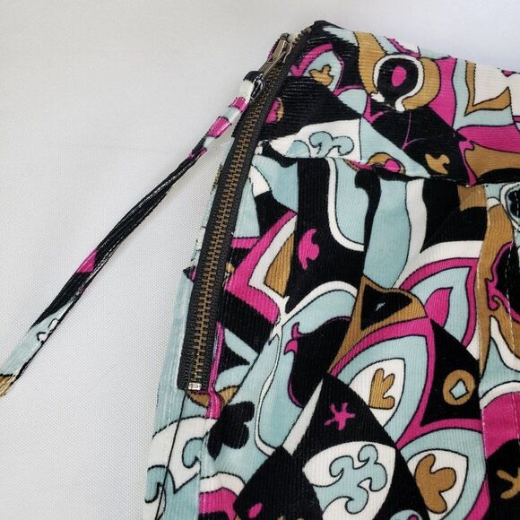 Etcetera Blue Abstract Art Print Corduroy Skirt womens 0 Knee Length - Picture 7 of 7